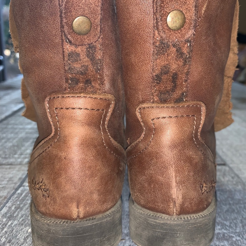 Next Direct Leather Leopard Print Boots - Picture 4 of 8